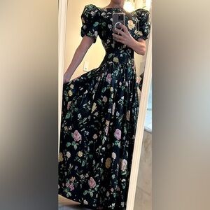 Saks Fifth Avenue Black Floral Dress